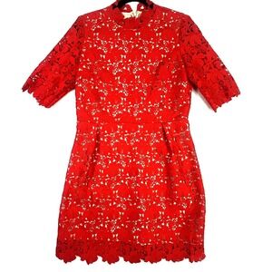 Paul & Joe Sister Red Lace Dress EU 40 US 8 Cocktail Wedding Graduation Holiday